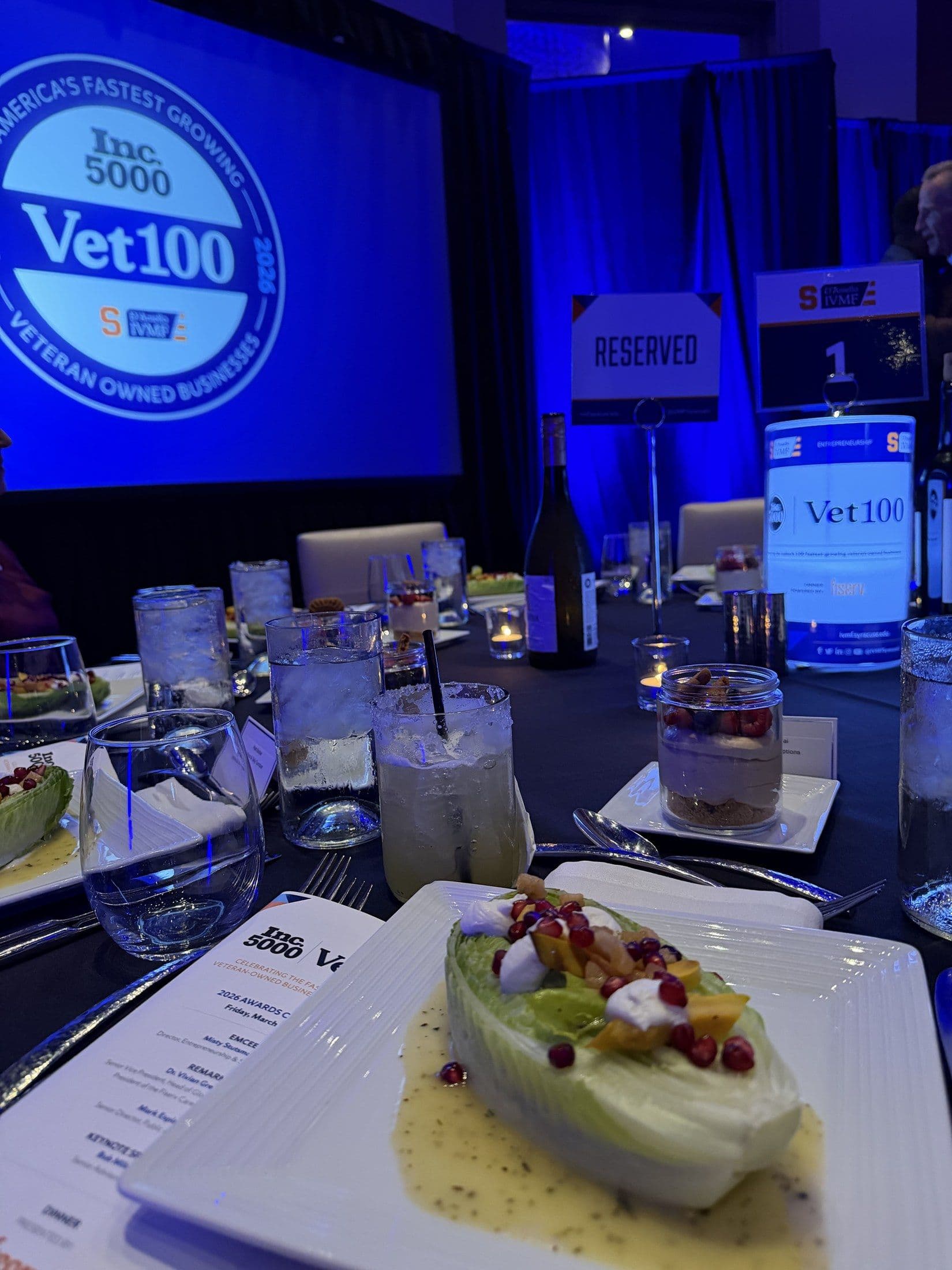 A quiet table view from the Vet100 awards dinner in Dallas, after the formal program.